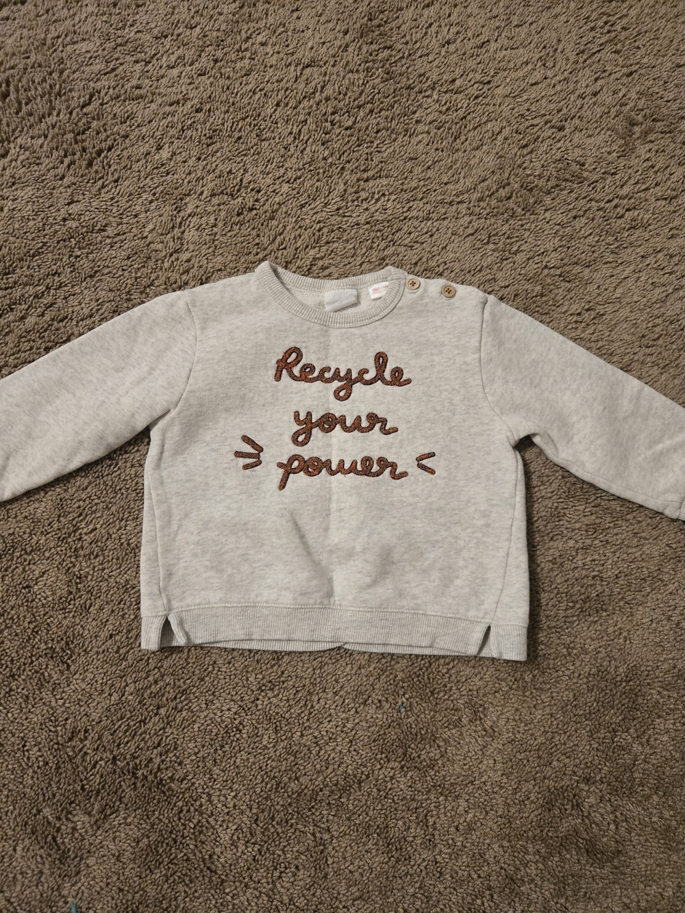 Zara Kids Sweatshirt with 'Recycle Your Power' Embroidery